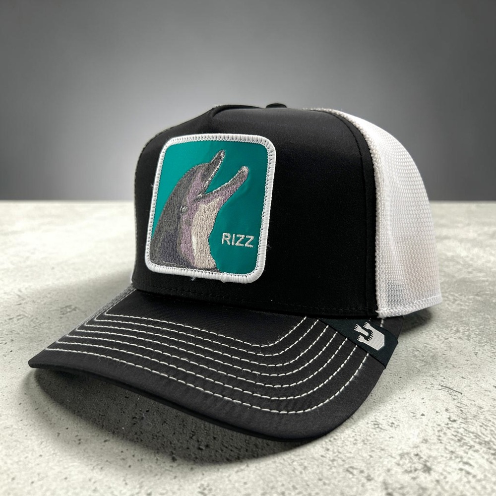 Goorin Bros Rizzky Bizznizz Trucker Hat Black Dolphin Rizz Patch Snapback NEW
